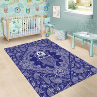 Blue Paisley Area Rug Skull Gangster - Wonder Print Shop