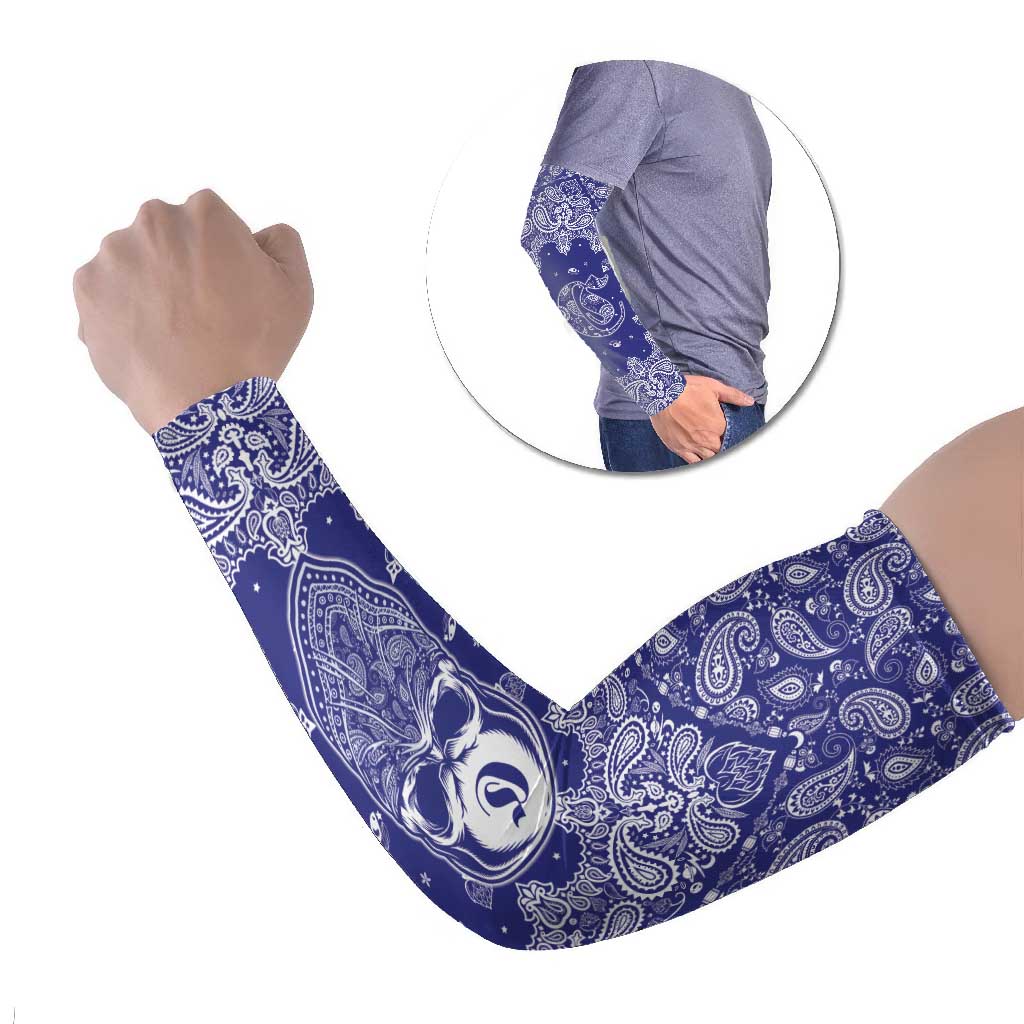 Blue Paisley Arm Sleeves Skull Gangster - Wonder Print Shop