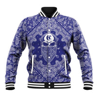 Blue Paisley Baseball Jacket Skull Gangster - Wonder Print Shop