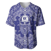 Blue Paisley Baseball Jersey Skull Gangster - Wonder Print Shop