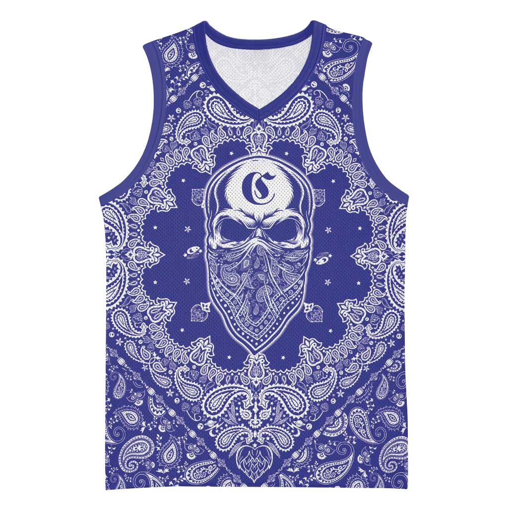 Blue Paisley Basketball Jersey Skull Gangster - Wonder Print Shop