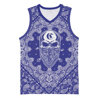 Blue Paisley Basketball Jersey Skull Gangster - Wonder Print Shop
