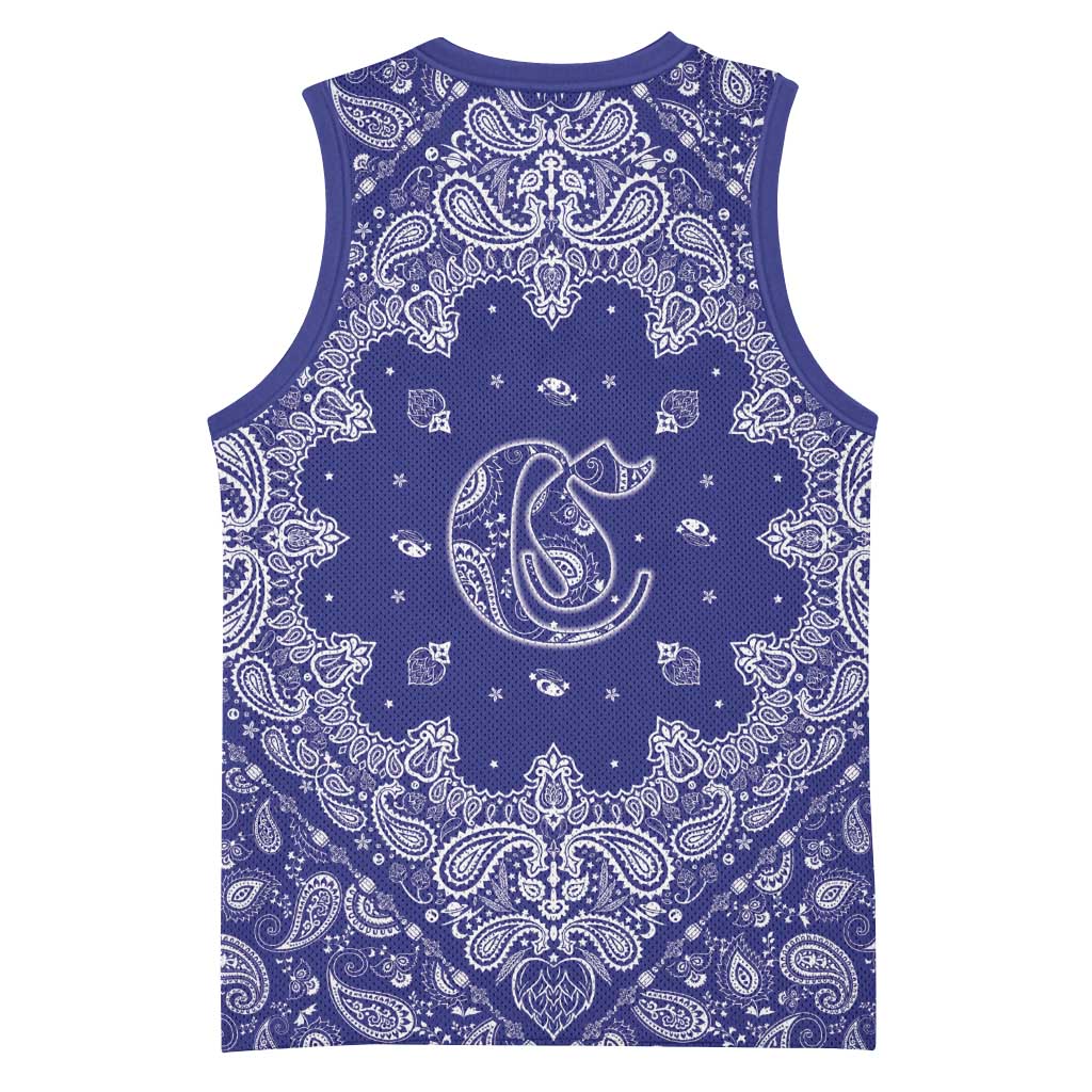 Blue Paisley Basketball Jersey Skull Gangster - Wonder Print Shop