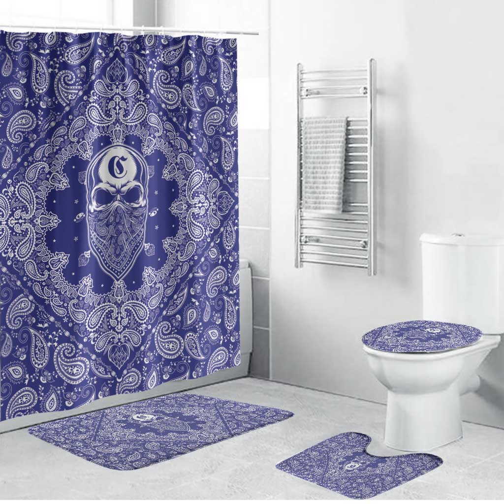 Blue Paisley Bathroom Set Skull Gangster - Wonder Print Shop