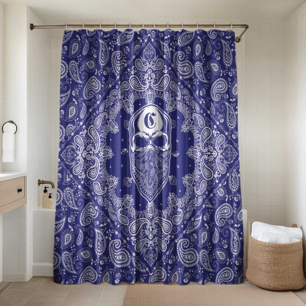 Blue Paisley Bathroom Set Skull Gangster - Wonder Print Shop