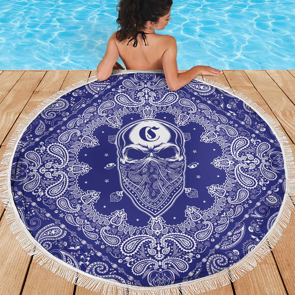 Blue Paisley Beach Blanket Skull Gangster - Wonder Print Shop