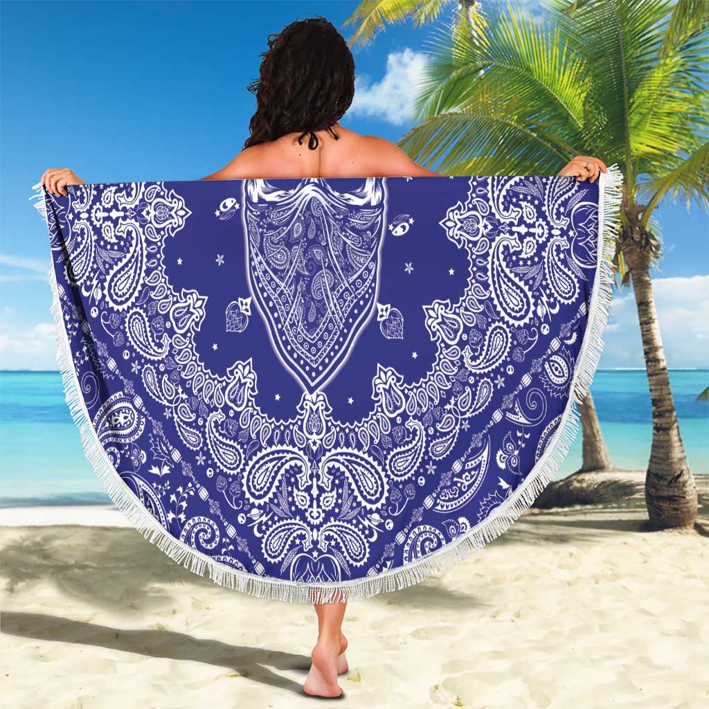 Blue Paisley Beach Blanket Skull Gangster - Wonder Print Shop