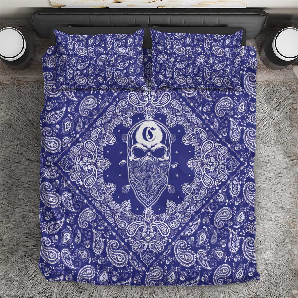 Blue Paisley Bedding Set Skull Gangster - Wonder Print Shop