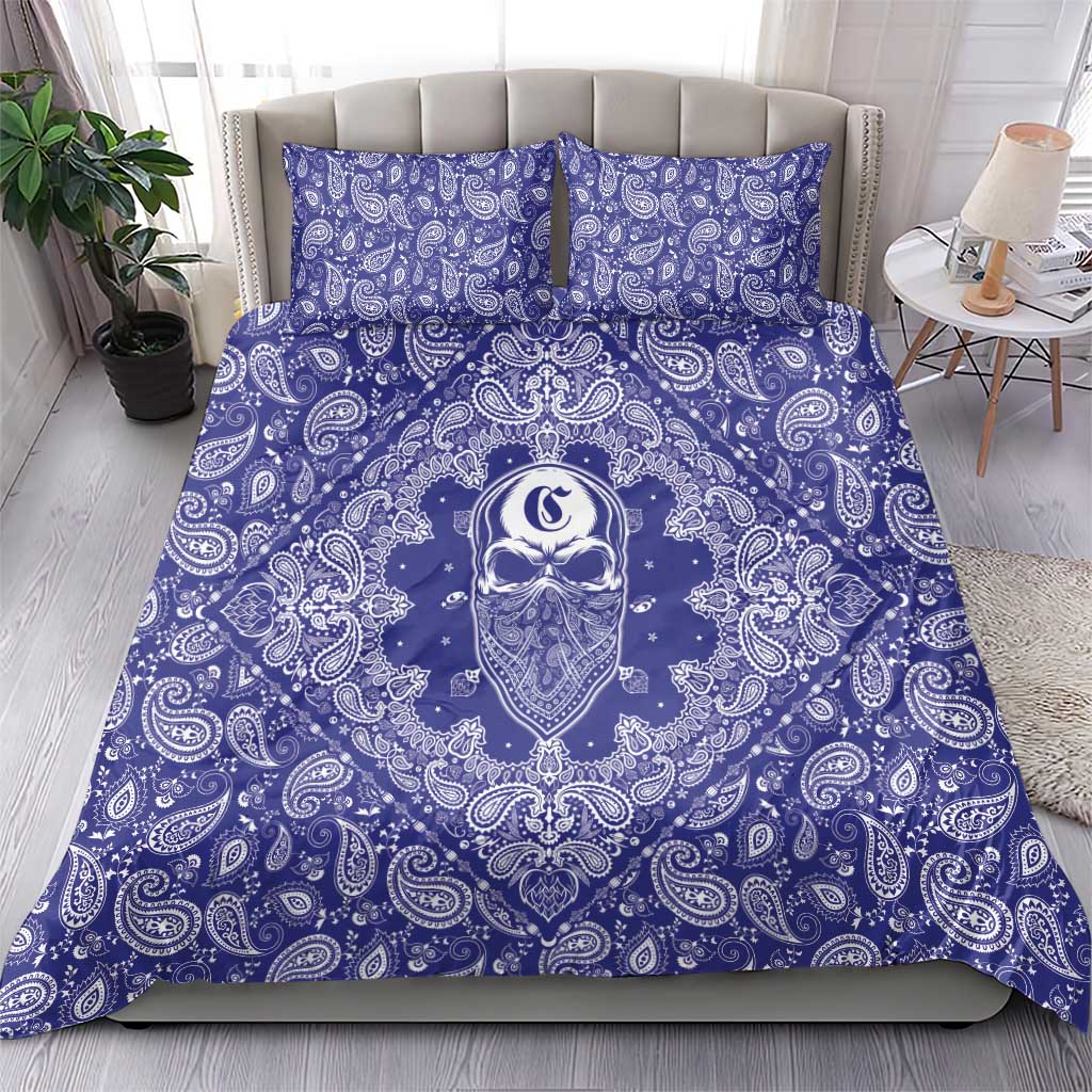 Blue Paisley Bedding Set Skull Gangster - Wonder Print Shop