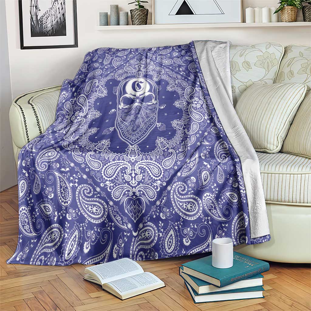 Blue Paisley Blanket Skull Gangster - Wonder Print Shop