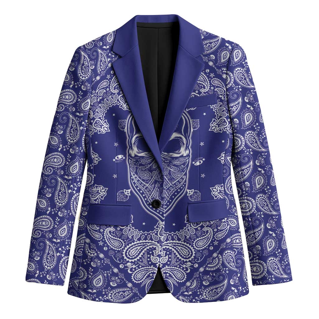 Blue Paisley Blazer Skull Gangster - Wonder Print Shop