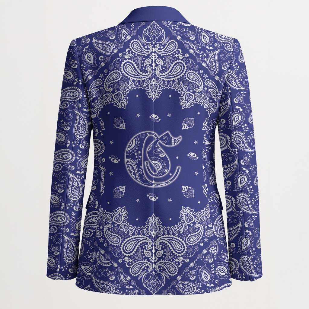 Blue Paisley Blazer Skull Gangster - Wonder Print Shop