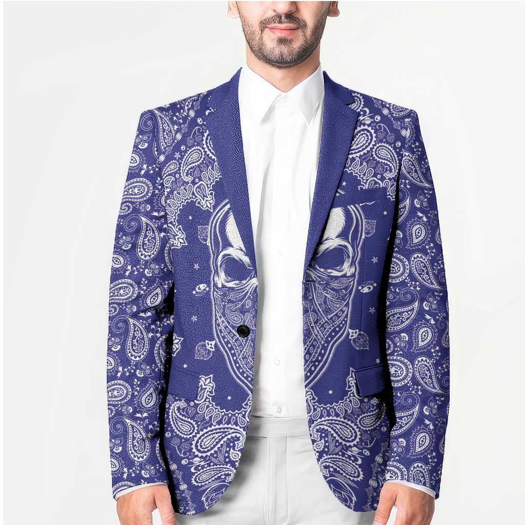 Blue Paisley Blazer Skull Gangster - Wonder Print Shop