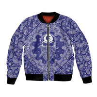Blue Paisley Bomber Jacket Skull Gangster - Wonder Print Shop