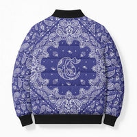 Blue Paisley Bomber Puffer Jacket Skull Gangster - Wonder Print Shop