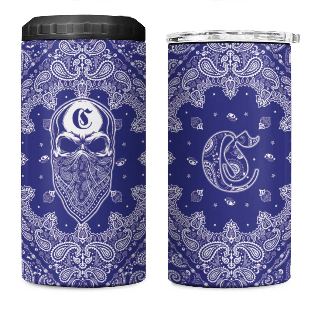 Blue Paisley 4 in 1 Can Cooler Tumbler Skull Gangster - Wonder Print Shop