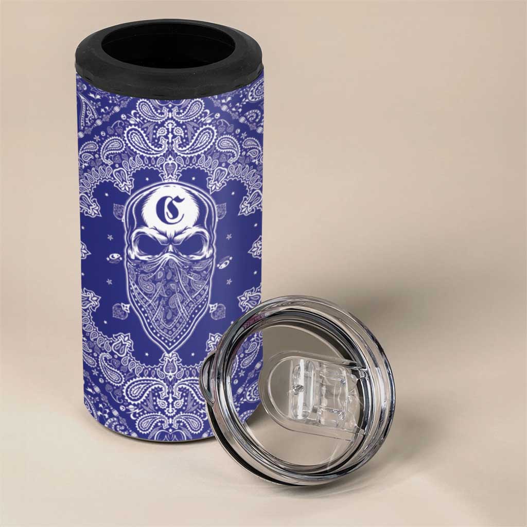 Blue Paisley 4 in 1 Can Cooler Tumbler Skull Gangster - Wonder Print Shop