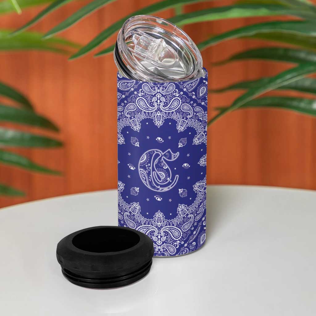 Blue Paisley 4 in 1 Can Cooler Tumbler Skull Gangster - Wonder Print Shop