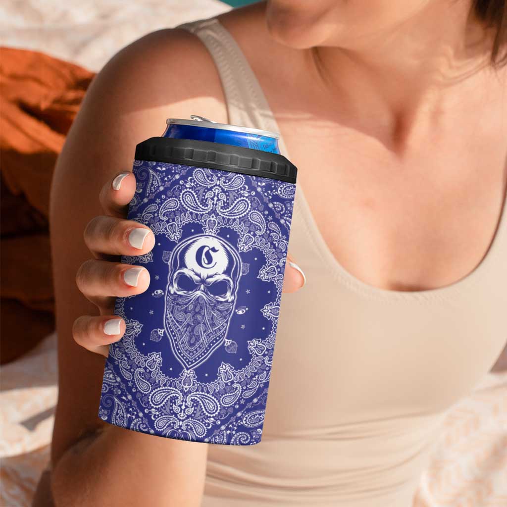 Blue Paisley 4 in 1 Can Cooler Tumbler Skull Gangster - Wonder Print Shop