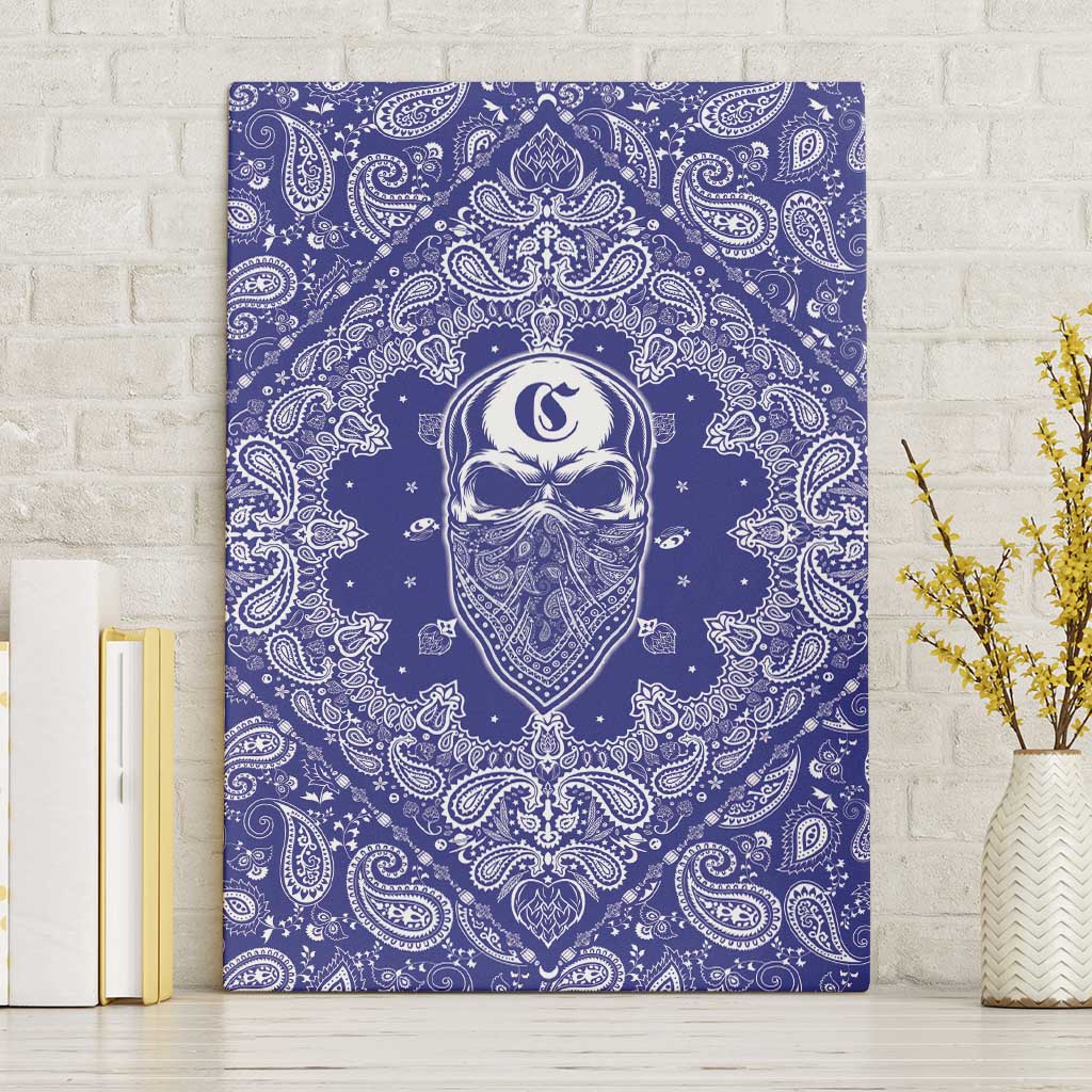 Blue Paisley Canvas Wall Art Skull Gangster - Wonder Print Shop