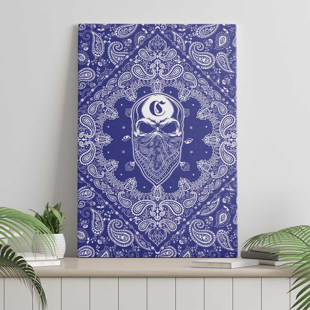 Blue Paisley Canvas Wall Art Skull Gangster - Wonder Print Shop