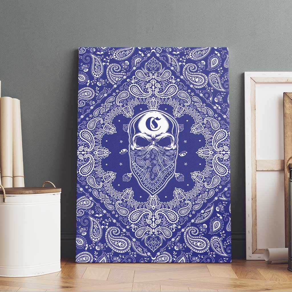 Blue Paisley Canvas Wall Art Skull Gangster - Wonder Print Shop