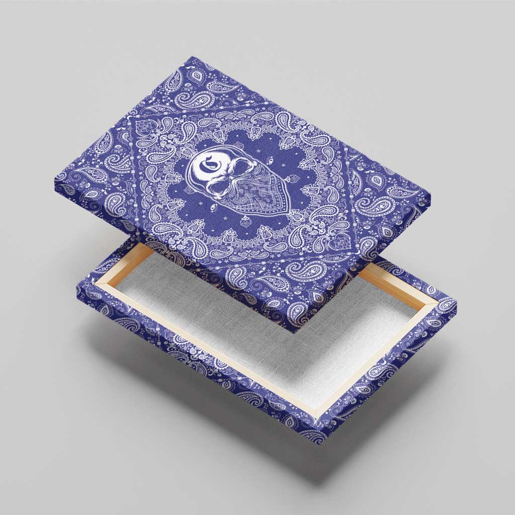 Blue Paisley Canvas Wall Art Skull Gangster - Wonder Print Shop