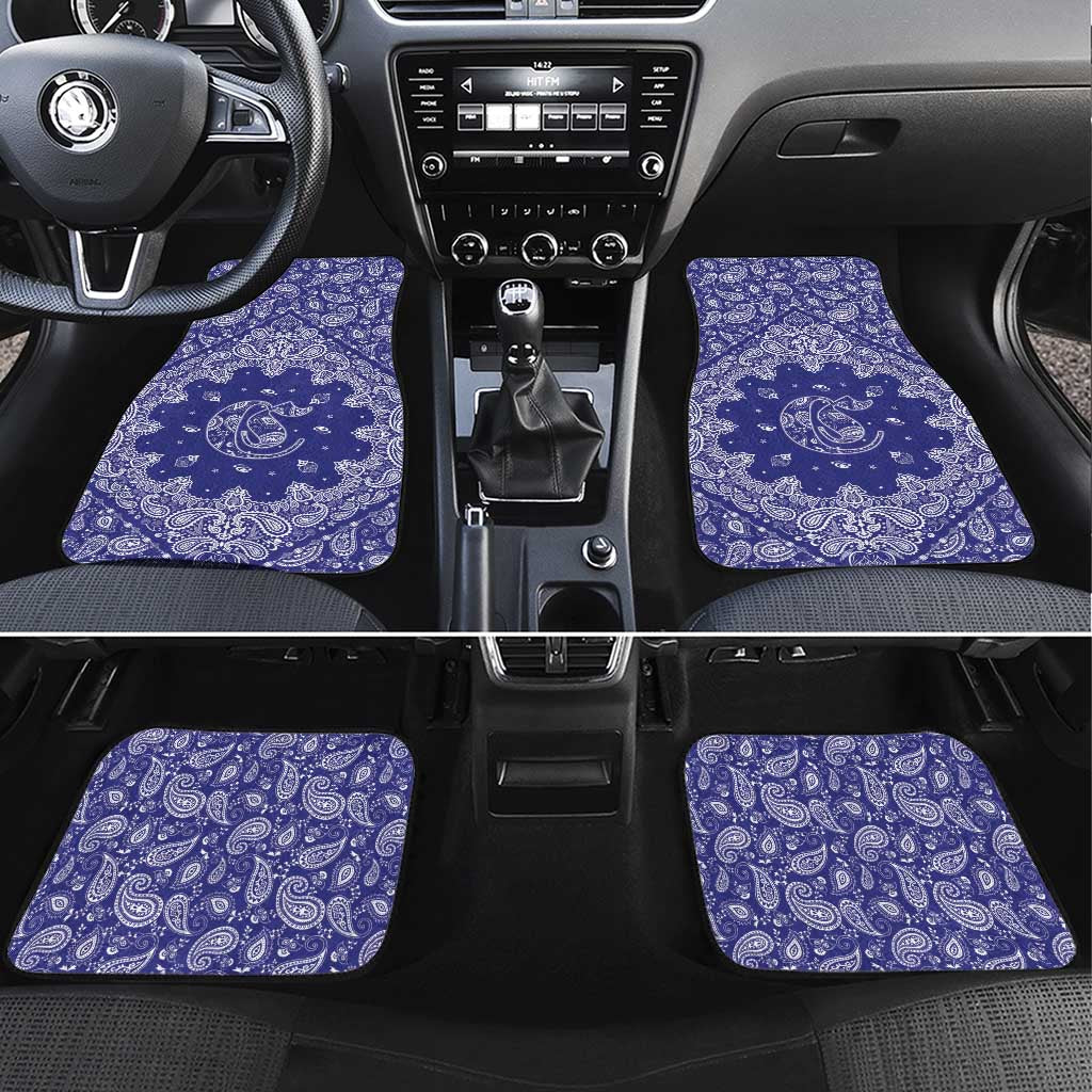 Blue Paisley Car Mats Skull Gangster - Wonder Print Shop