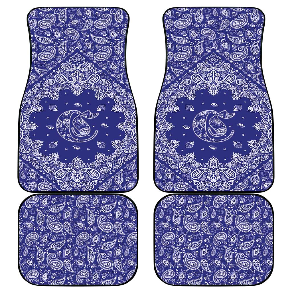 Blue Paisley Car Mats Skull Gangster - Wonder Print Shop