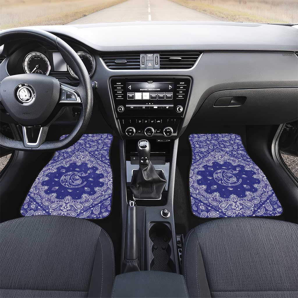 Blue Paisley Car Mats Skull Gangster - Wonder Print Shop