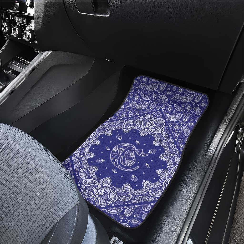 Blue Paisley Car Mats Skull Gangster - Wonder Print Shop