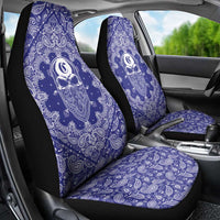 Blue Paisley Car Seat Cover Skull Gangster - Wonder Print Shop
