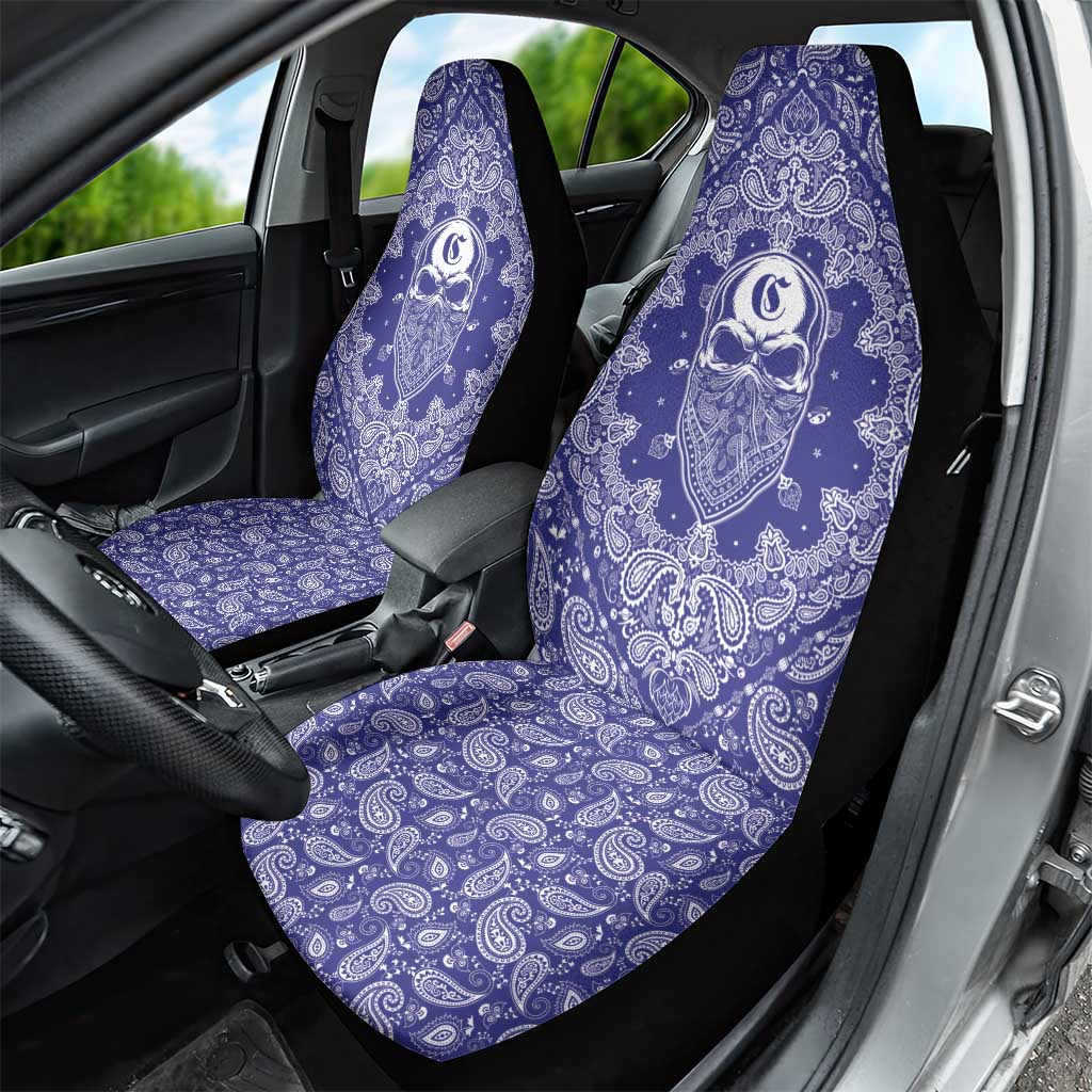 Blue Paisley Car Seat Cover Skull Gangster - Wonder Print Shop
