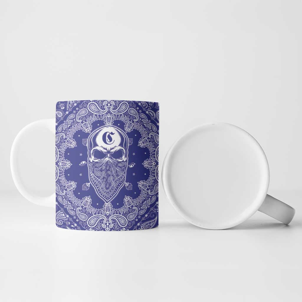 Blue Paisley Ceramic Mug Skull Gangster - Wonder Print Shop
