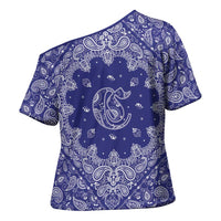 Blue Paisley Cross Shoulder Shirt Skull Gangster - Wonder Print Shop