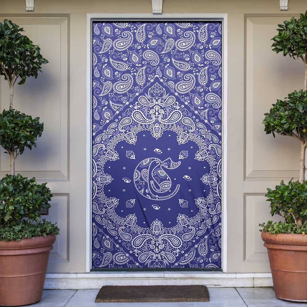 Blue Paisley Door Cover Skull Gangster - Wonder Print Shop