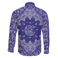 Blue Paisley Family Matching Long Sleeve Bodycon Dress and Hawaiian Shirt Skull Gangster - Wonder Print Shop