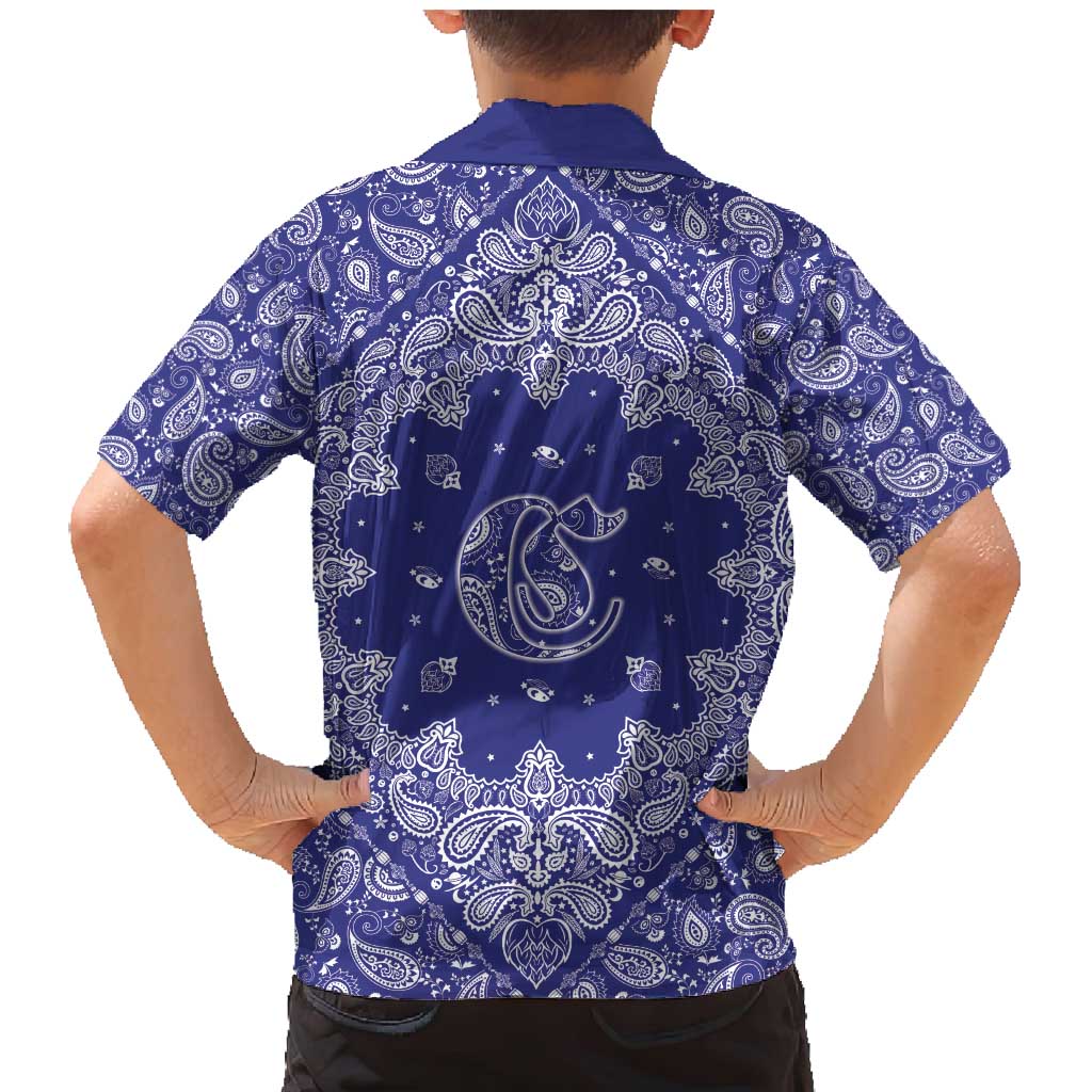 Blue Paisley Family Matching Mermaid Dress and Hawaiian Shirt Skull Gangster - Wonder Print Shop