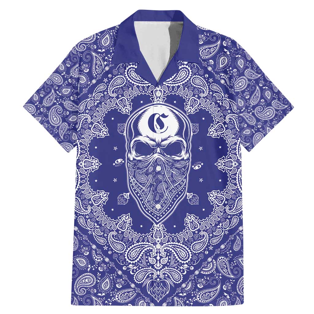 Blue Paisley Family Matching Mermaid Dress and Hawaiian Shirt Skull Gangster - Wonder Print Shop