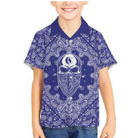 Blue Paisley Family Matching Mermaid Dress and Hawaiian Shirt Skull Gangster - Wonder Print Shop