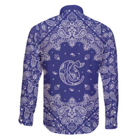 Blue Paisley Family Matching Off The Shoulder Long Sleeve Dress and Hawaiian Shirt Skull Gangster - Wonder Print Shop