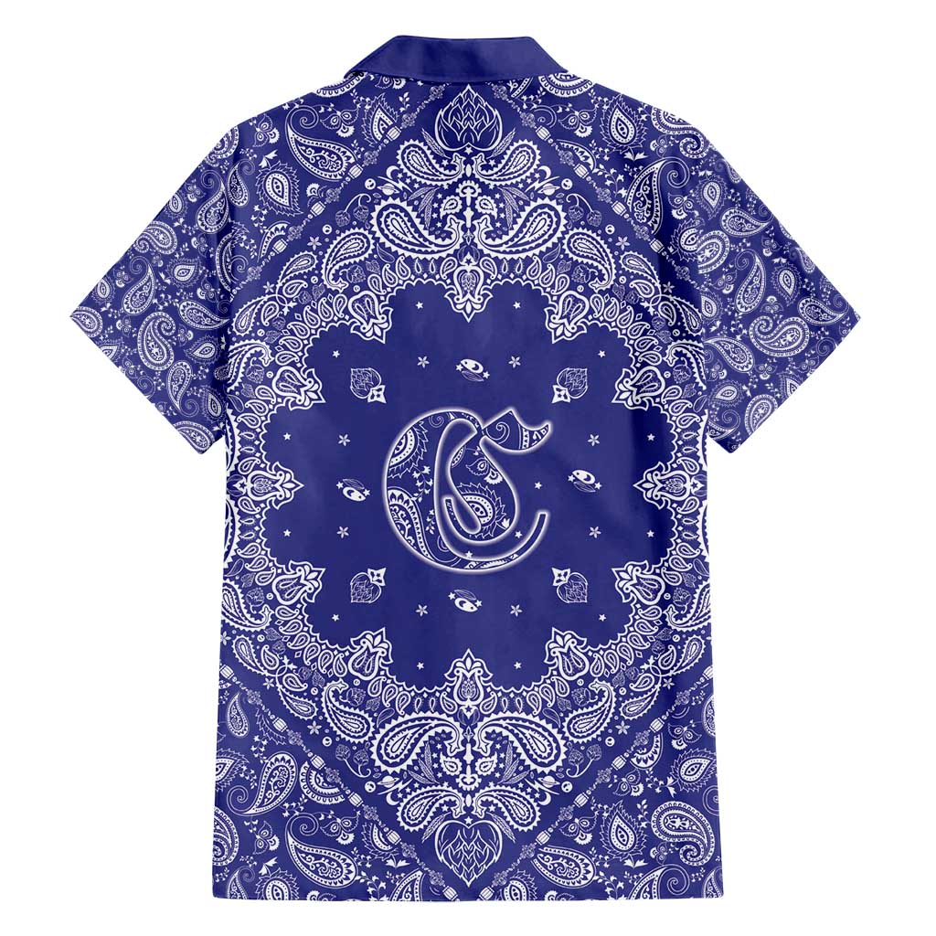 Blue Paisley Family Matching Off Shoulder Short Dress and Hawaiian Shirt Skull Gangster - Wonder Print Shop