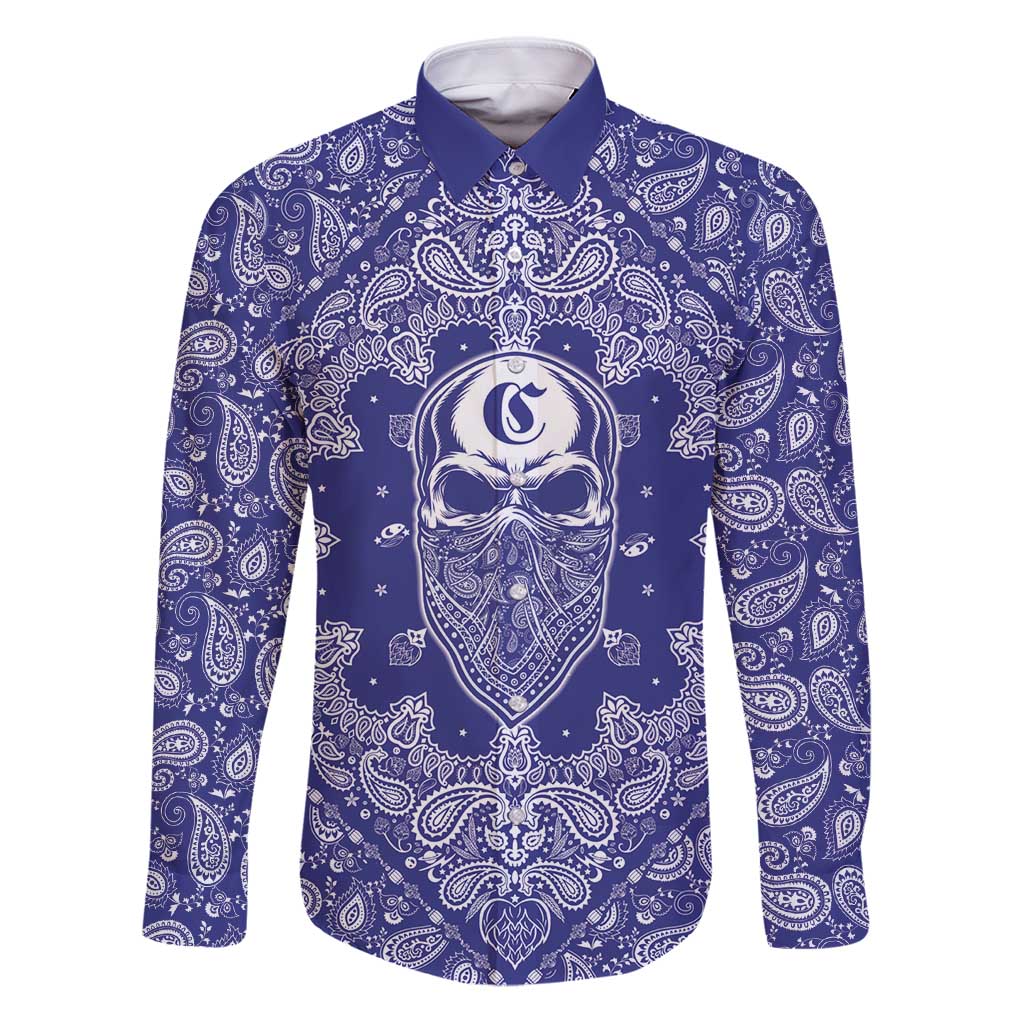 Blue Paisley Family Matching Puletasi and Hawaiian Shirt Skull Gangster - Wonder Print Shop