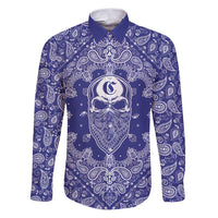 Blue Paisley Family Matching Puletasi and Hawaiian Shirt Skull Gangster - Wonder Print Shop