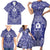 Blue Paisley Family Matching Short Sleeve Bodycon Dress and Hawaiian Shirt Skull Gangster - Wonder Print Shop