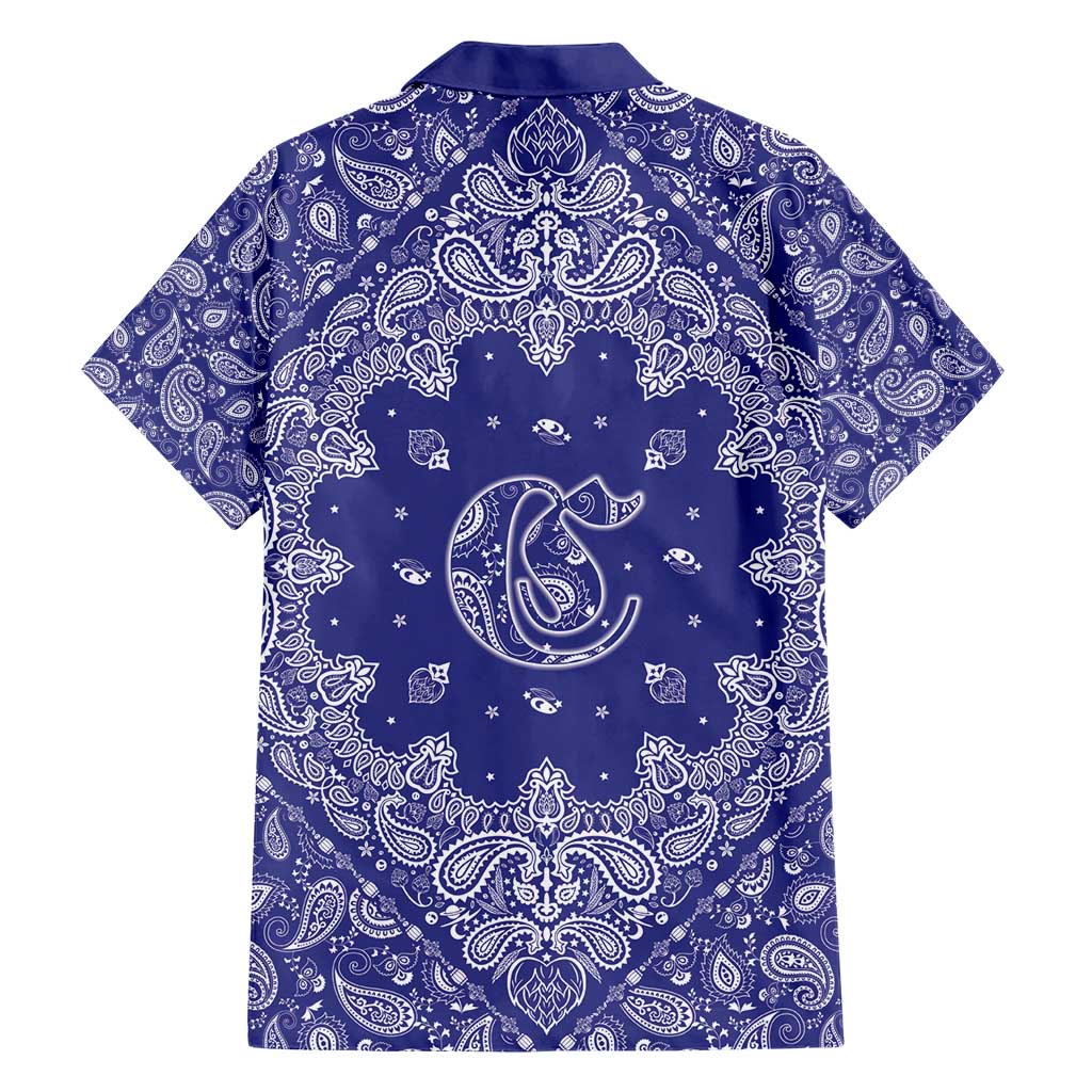 Blue Paisley Family Matching Short Sleeve Bodycon Dress and Hawaiian Shirt Skull Gangster - Wonder Print Shop