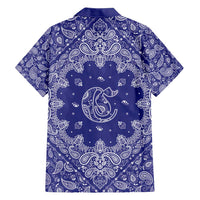 Blue Paisley Family Matching Short Sleeve Bodycon Dress and Hawaiian Shirt Skull Gangster - Wonder Print Shop