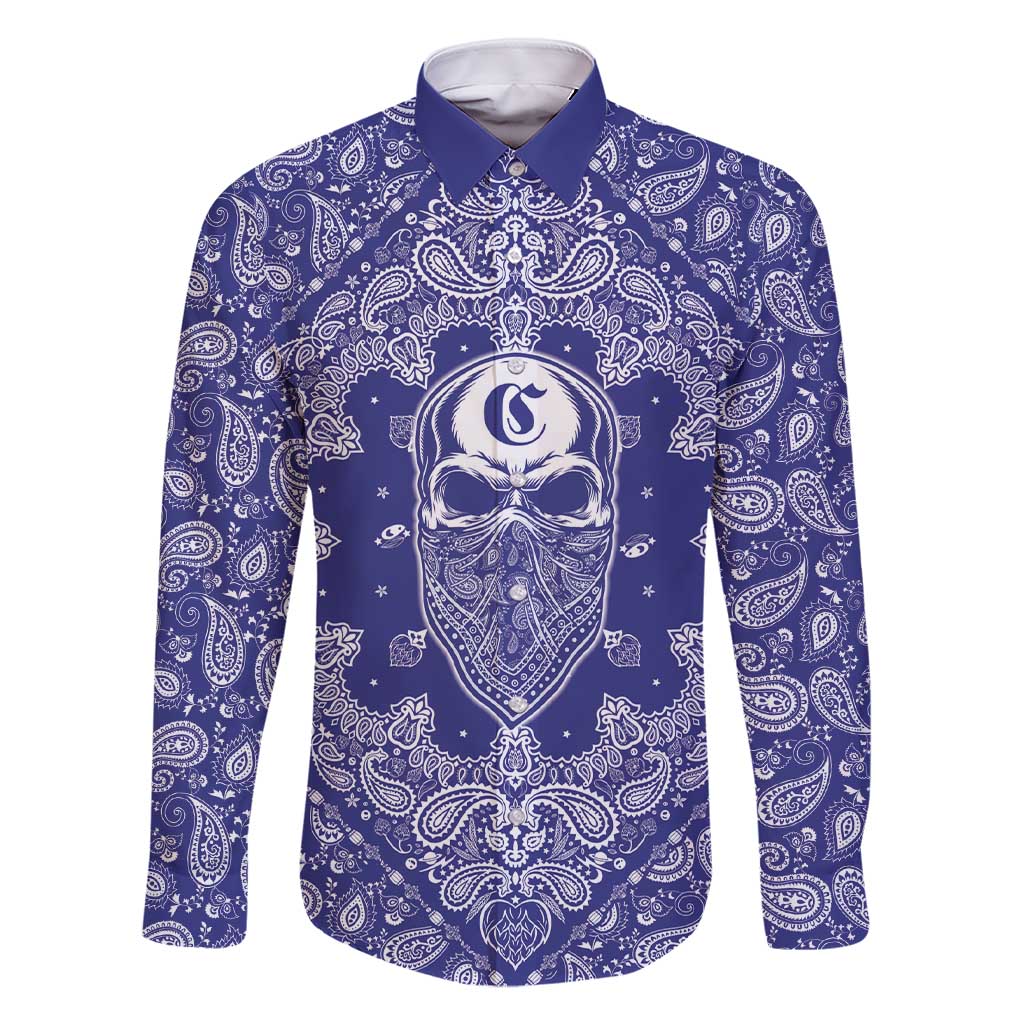 Blue Paisley Family Matching Short Sleeve Bodycon Dress and Hawaiian Shirt Skull Gangster - Wonder Print Shop