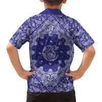 Blue Paisley Family Matching Summer Maxi Dress and Hawaiian Shirt Skull Gangster - Wonder Print Shop