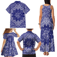 Blue Paisley Family Matching Tank Maxi Dress and Hawaiian Shirt Skull Gangster - Wonder Print Shop